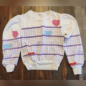 Vintage 80's Girls Geometric And Hearts Print Sweatshirt Size 6-7